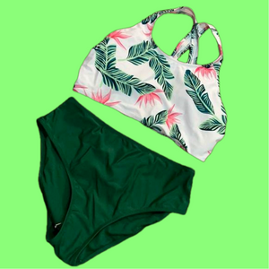 NWOT tropical two piece swimsuit S